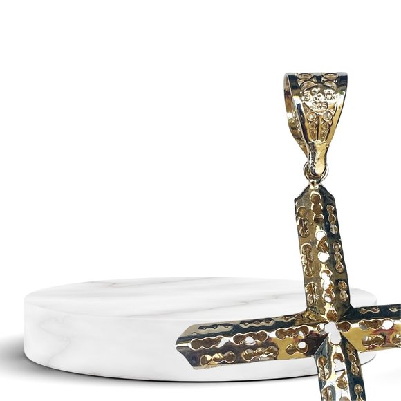 14K Gold Cross Pendant Large Cross Women Cross Gift Fine Silver Jew… - Picture 9 of 10